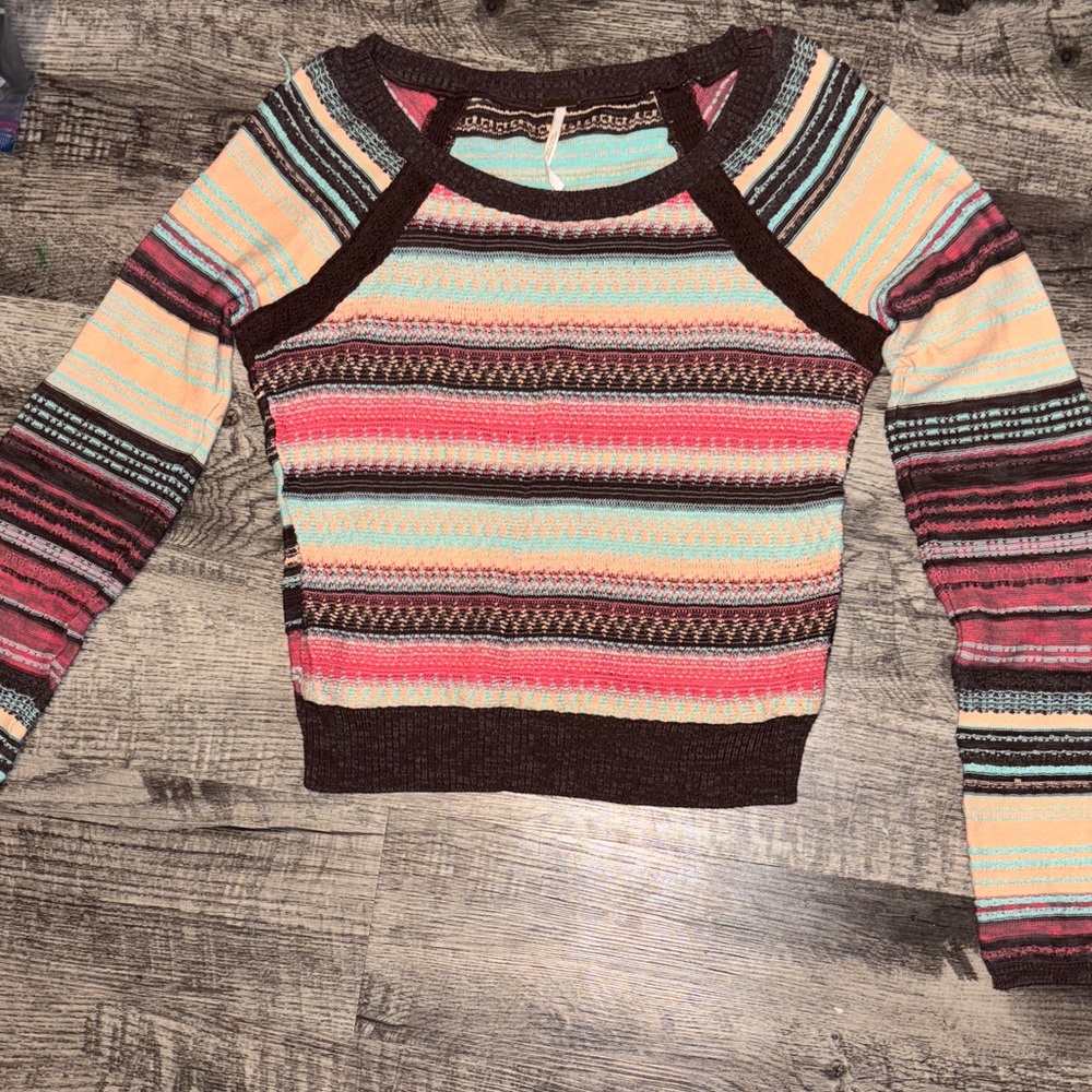 Free People Striped Multicolor Women's Lightweight Sweater Size Medium